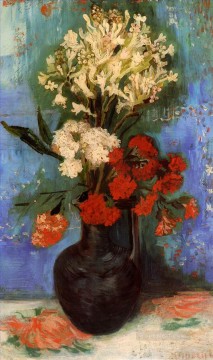Vincent Van Gogh Painting - Jarrón con claveles y otras flores Vincent van Gogh